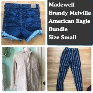 Madewell Brandy Melville + American Eagle Neutral Denim and Cotton Bundle Small